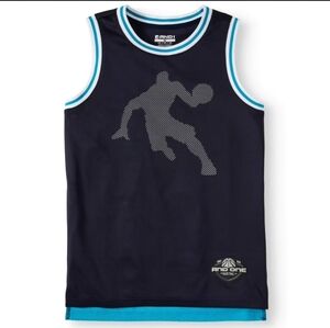 AND1 Polyester Mesh Basketball Jersey Boys Size Medium 8 Blue EUC